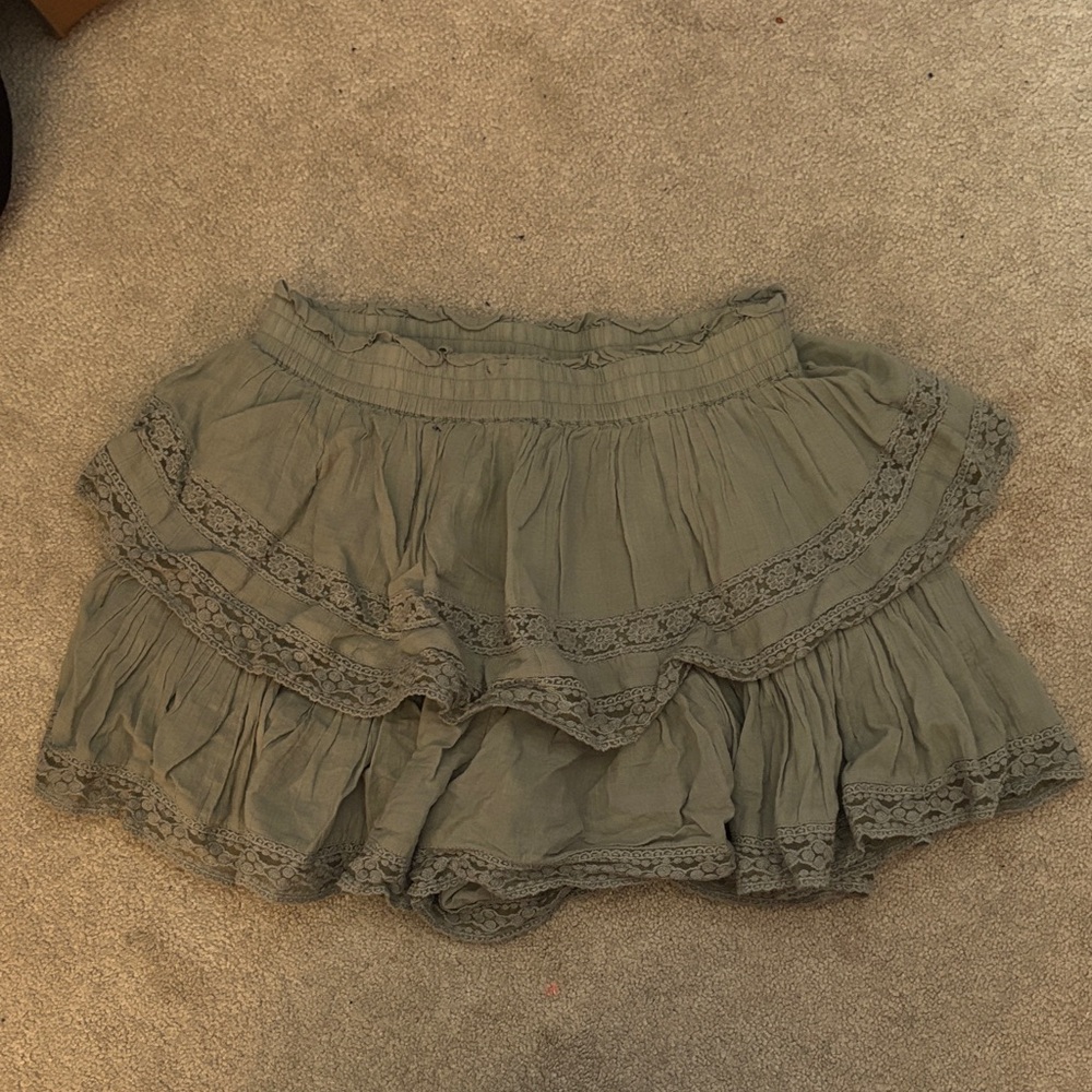 Olive Green Lace Trim Skort